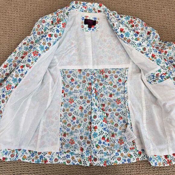 J CREW Campbell Blazer Ruffle Trim Size 0 in Liberty® Edenham Floral Jacket EUC - Picture 7 of 15